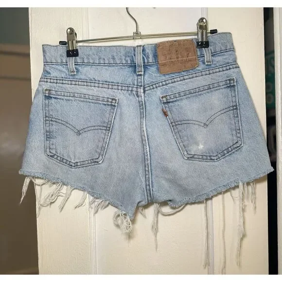 RARE Vintage Levi's Authentic Hippie 60s 70s Patch Cutoff Light Wash Jean Shorts